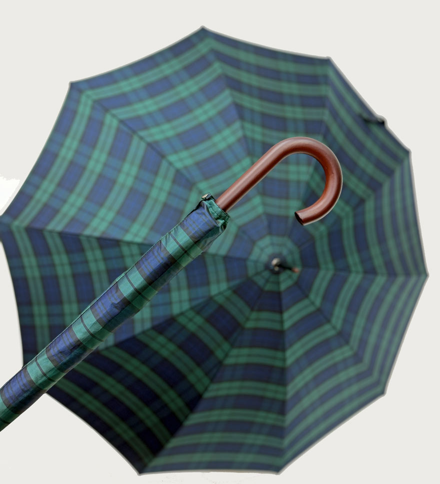 Herren Stockschirm Karo mit Futteral Ø 105cm