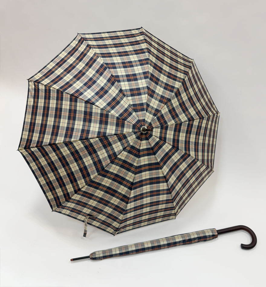 Herren Stockschirm Karo mit Futteral Ø 105cm