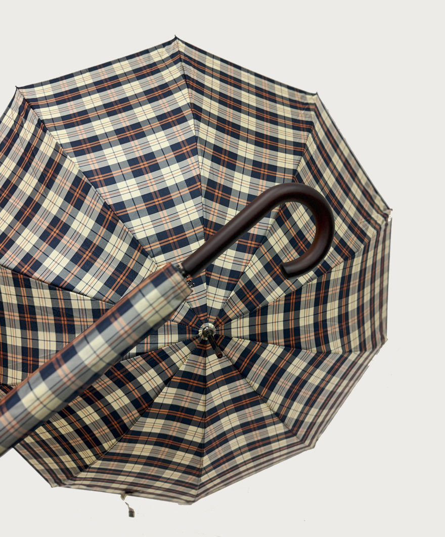 Herren Stockschirm Karo mit Futteral Ø 105cm