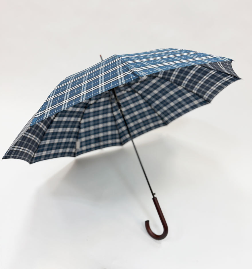 Herren Stockschirm Karo mit Futteral Ø 105cm